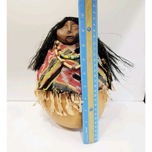 Signed Gourd Sculpture Kachina Sculpture Native American 10" By Kim Skeen - Picture 7 of 9